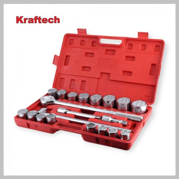 KrafTech 21-dielny 3/4" 12-bodový račňový kľúč Sada chrómových nástrčných kľúčov HB-6889