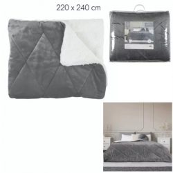 Sherpa prehoz na posteľ flanel sivý 220x240cm TX91571